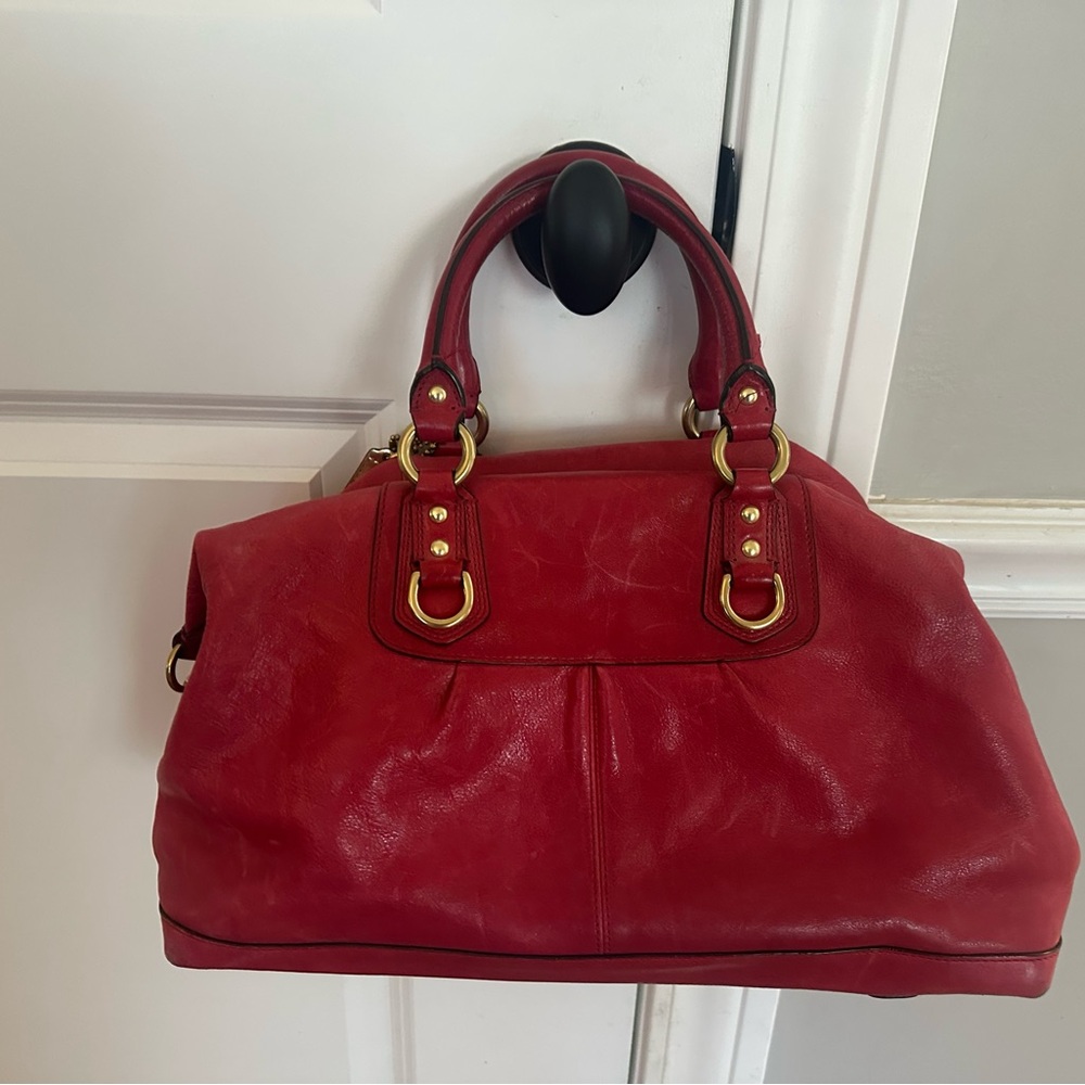 Coach Y2K Vintage Raspberry Pink-Red Leather Satchel / Shoulder Bag - Picture 3 of 6